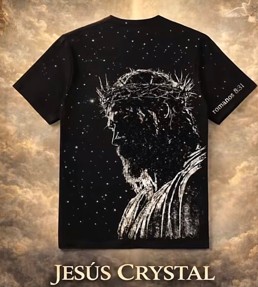 ✨✝️ Camisa Jesús Crystal – Brilla con Fe y Estilo 💎🔥